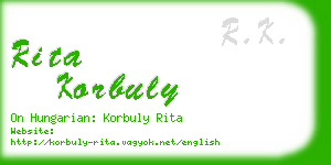 rita korbuly business card